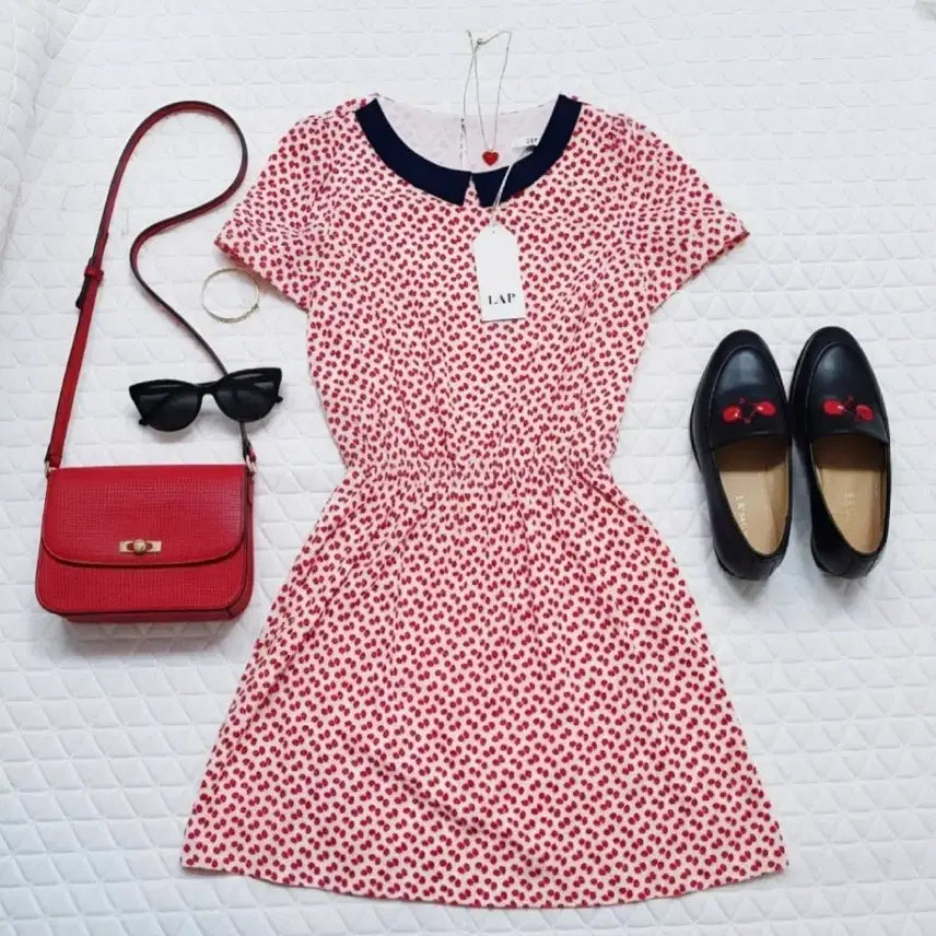 [BUNJANG] LAP Women's Short Sleeve Printed Dress / 55 새상품 랩 LAP 원피스 새제품 반팔 프린트 여자 여성 스커트 치마