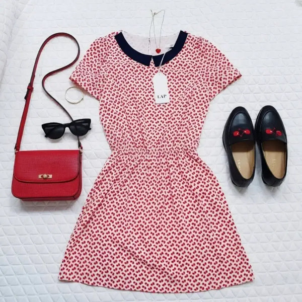 [BUNJANG] LAP Women's Short Sleeve Printed Dress / 55 새상품 랩 LAP 원피스 새제품 반팔 프린트 여자 여성 스커트 치마