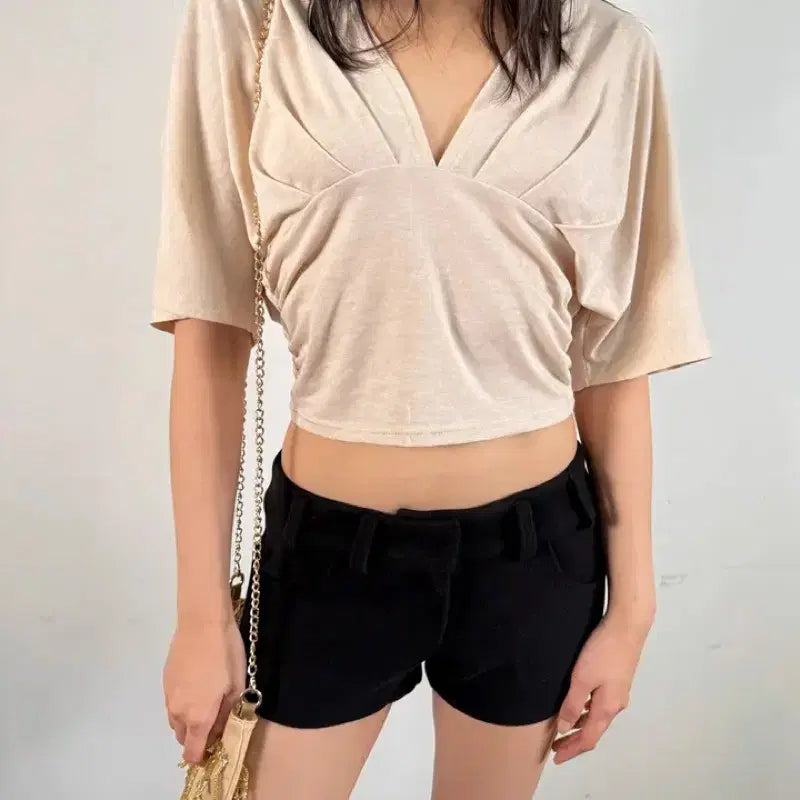 [BUNJANG] TIPSY Veira Drape Crop Tee / 팁씨 veira drape crop tee 셔링 드레이프 반팔티