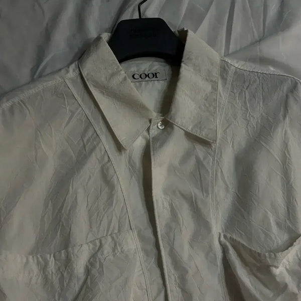 [BUNJANG] COOR Drawstring Pocket Shirt White L / 쿠어 드로우스트링 포켓 셔츠 L