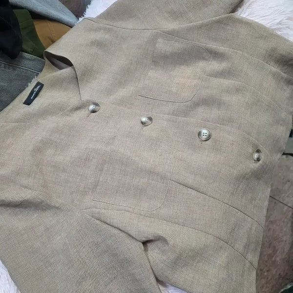 [BUNJANG] Maison de Rome Summer Tailored Jacket Beige Size 55 / S.메종드 로엠 여름 자켓 . 55 가슴4l6cm총장53cm. 여