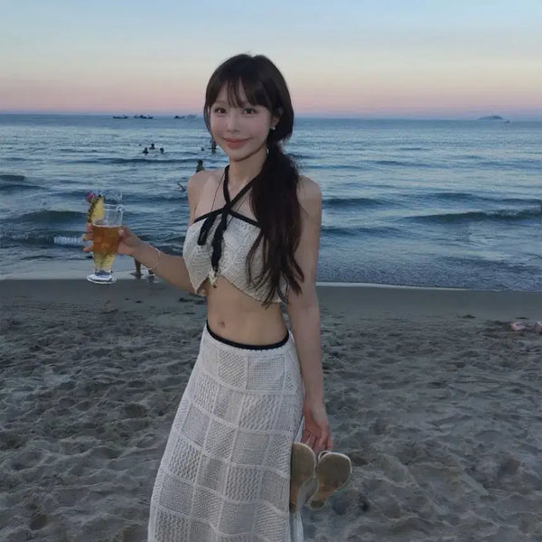 [BUNJANG] Cloud Emotion Long Island Knit Bikini Ride Beige / 클라우드이모션 롱 아일랜드 니트 비키니 판매합니다!