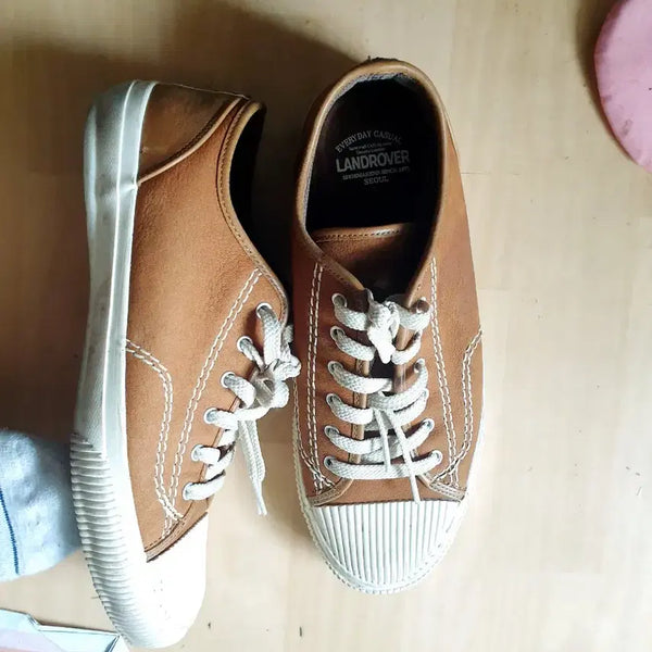 [BUNJANG] Land Rover Leather Sneakers Brown / 금강 랜드로바 가죽 스니커즈  270(275맞음
