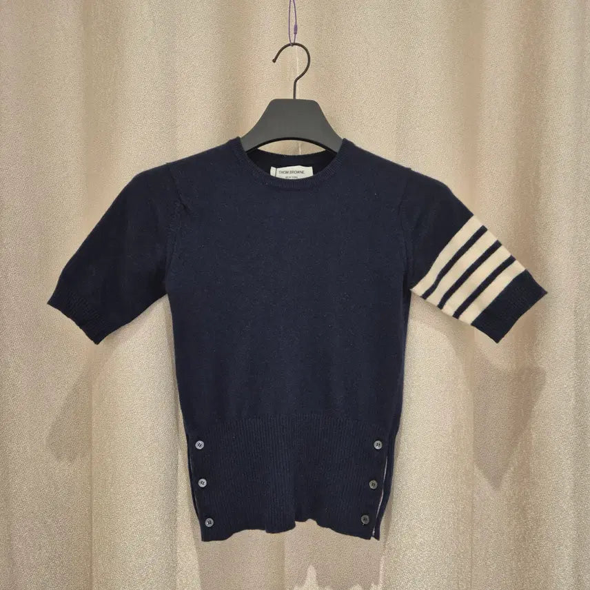 [BUNJANG] Thom Browne Cashmere Short Sleeve Knit Navy Size 40 / (40)톰브라운 캐시미어 반팔 니트 네이비