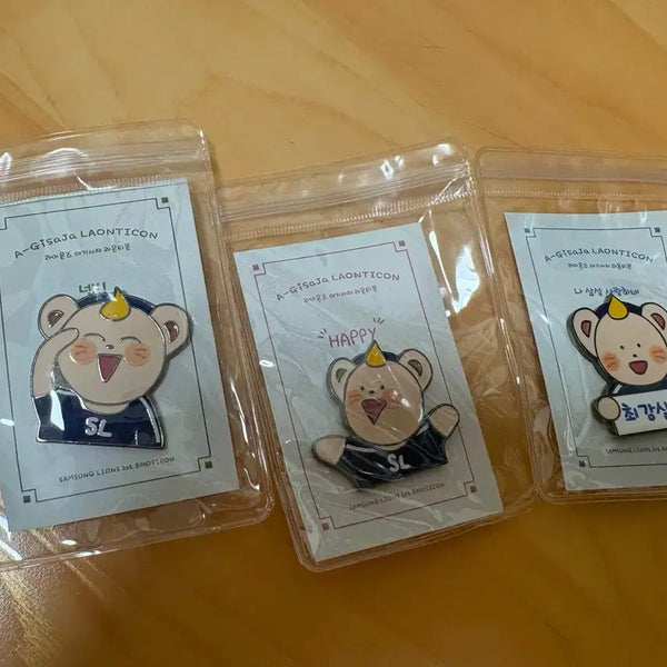 [BUNJANG] Samsung Lions Raon Badge Set (3 Types) / 삼성 라이온즈 라온뱃지 3종