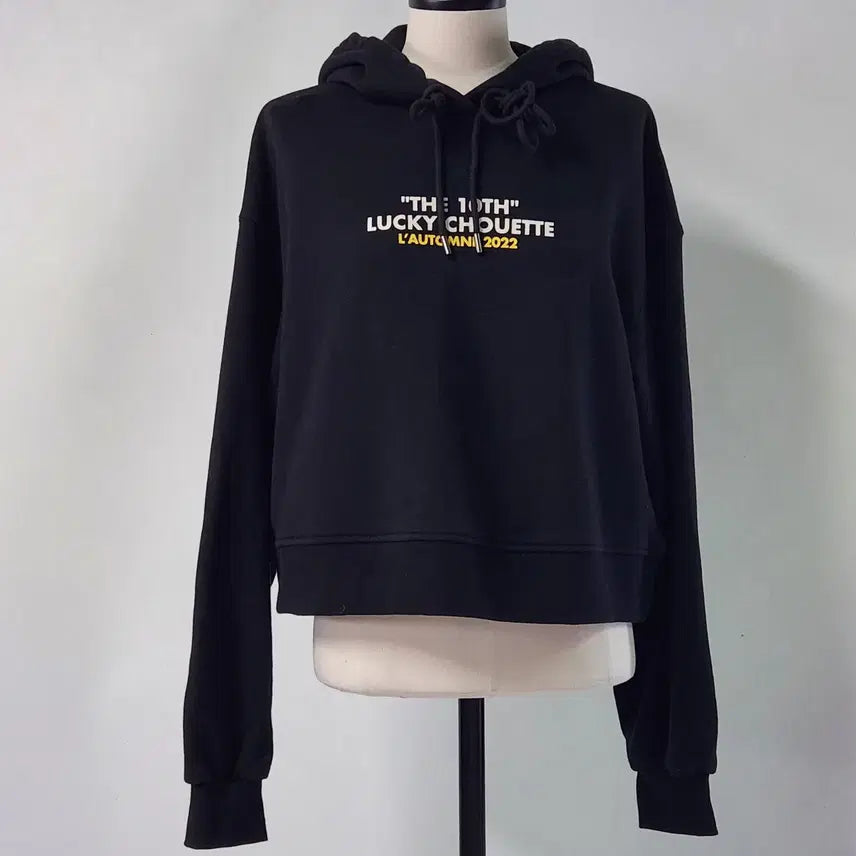 [BUNJANG] Lucky Chouette 10th Anniversary Back Printing Black Hoodie (Women's Size 36) / 럭키슈에뜨 10주년 기념 백 프린팅 블랙 후드티 여성 36