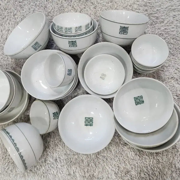 [BUNJANG] Antique Bokja Bowl and Plate Set / 옛날 골동품 민속품 복자 그릇 접시 (일괄판매)