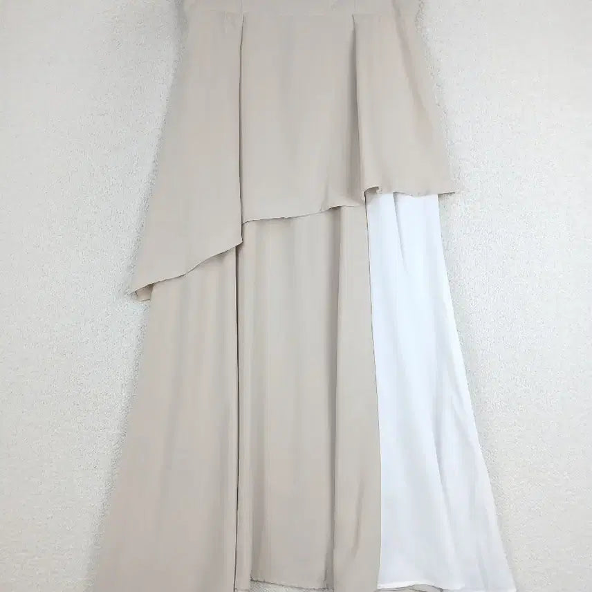[BUNJANG] Women's Two-Tone Long Skirt Beige/White (M) / 여성 베이지 화이트 투톤 롱 스커트(M)