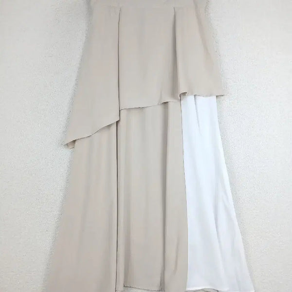 [BUNJANG] Women's Two-Tone Long Skirt Beige/White (M) / 여성 베이지 화이트 투톤 롱 스커트(M)