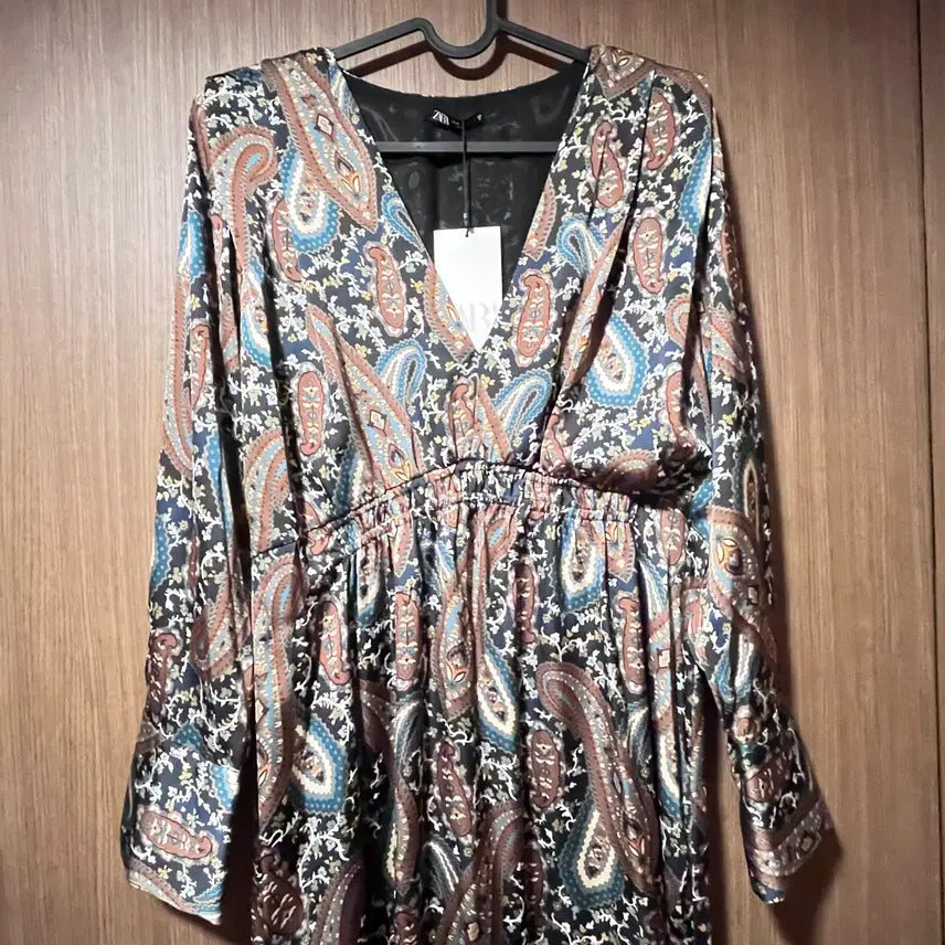 [BUNJANG] ZARA Paisley Pattern V-Neck Long Dress M / [택새상품] 자라(ZARA) 브이넥 페이즐리 패턴 롱 원피스