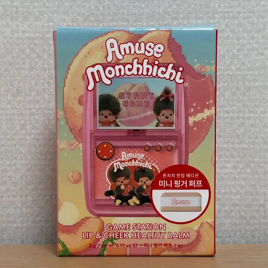 [BUNJANG] AMUSE Monchhichi Gamey Lip & Cheek [Peach Bomb] / (새상품)어뮤즈 몬치치 게임기 립앤치크 [복숭아 밤]