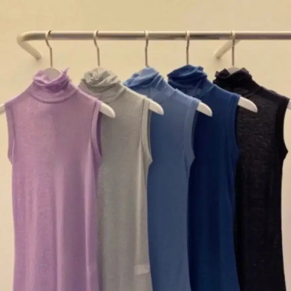 [BUNJANG] Basic Turtle Neck Sleeveless Top / 기획 폴라 나시(비침있음)