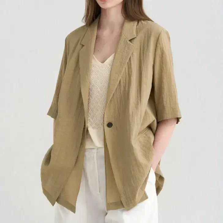 [BUNJANG] System 26SS Crinkle Half Jacket / 한섬 26ss신상 시스템 크링클 하프 재킷 55