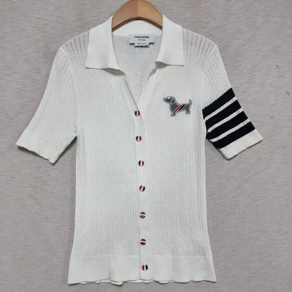 [BUNJANG] Thom Browne Short Sleeve Cardigan Women's Slim Fit Size 55 / 틈브라운 반팔 가디건 여자슬림 55사이즈ㅡ0422