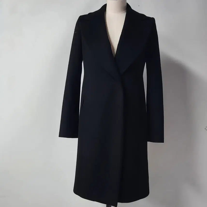 [BUNJANG] Mine 100% Cashmere Black Long Coat Size 55 (Italian Fabric) / 마인 100% 캐시미어 블랙 롱코트 55 (이탈리아 원단)