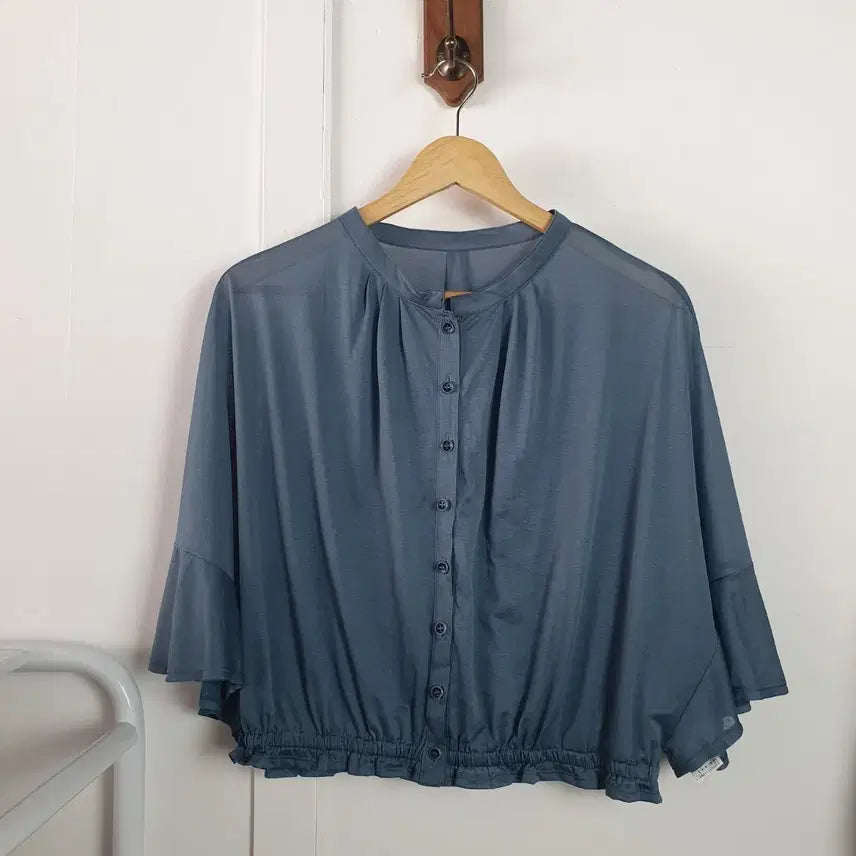 [BUNJANG] IO Comme IO Blue Shirring Blouse - Made in Japan / io comme io 블루 셔링 블라우스 made in Japan