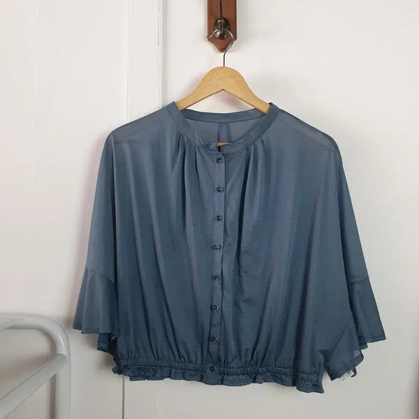 [BUNJANG] IO Comme IO Blue Shirring Blouse - Made in Japan / io comme io 블루 셔링 블라우스 made in Japan