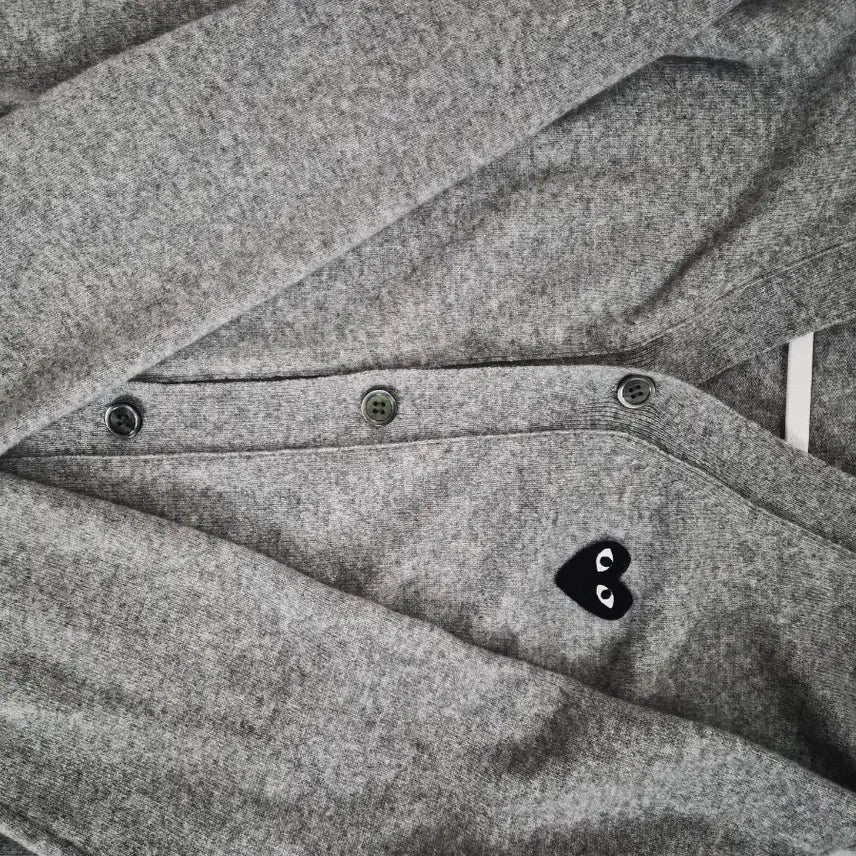 [BUNJANG] Comme des Garçons Heart Logo Cardigan Grey XL / 꼼데가르송 하트 와펜 가디건 그레이