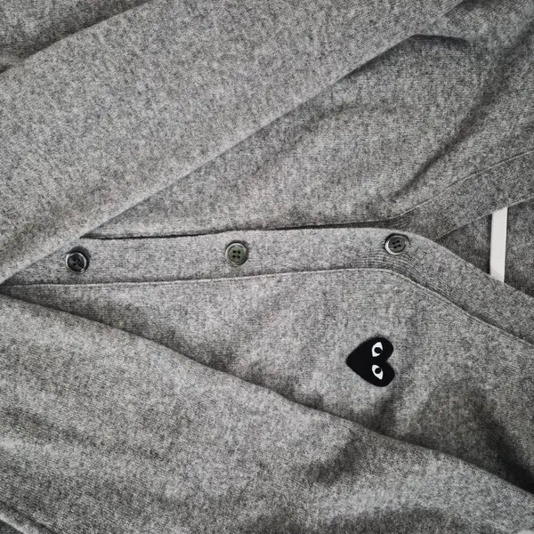 [BUNJANG] Comme des Garçons Heart Logo Cardigan Grey XL / 꼼데가르송 하트 와펜 가디건 그레이