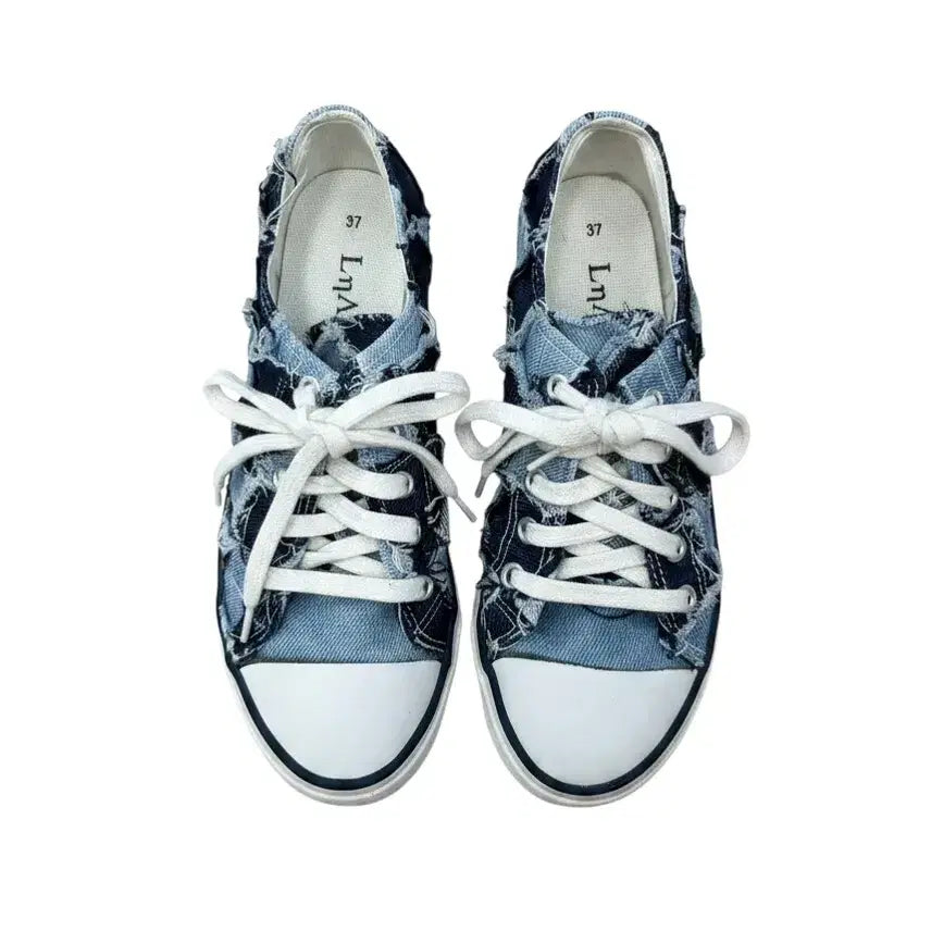 [BUNJANG] Women's Light Wash Denim Sneakers Size 37 / 여성 37사이즈/ 연청 데님 스니커즈 신발