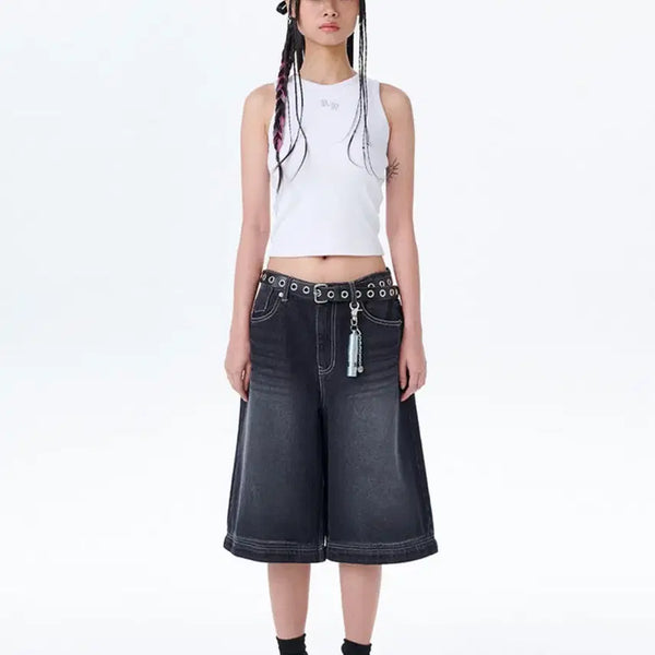 [BUNJANG] Glitter RH Logo Racer Back Top (Black/White, S) / 일괄)글리터 RH 로고 레이서 백 탑 (블랙/화이트, s사이즈)