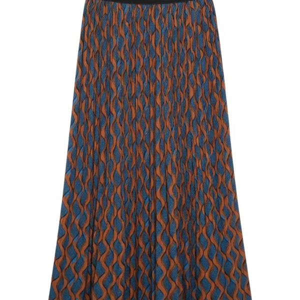 [BUNJANG] Women's Patterned Pleated Elastic Waist Long Skirt / 여성F/ 패턴 플리츠 밴딩 롱 스커트