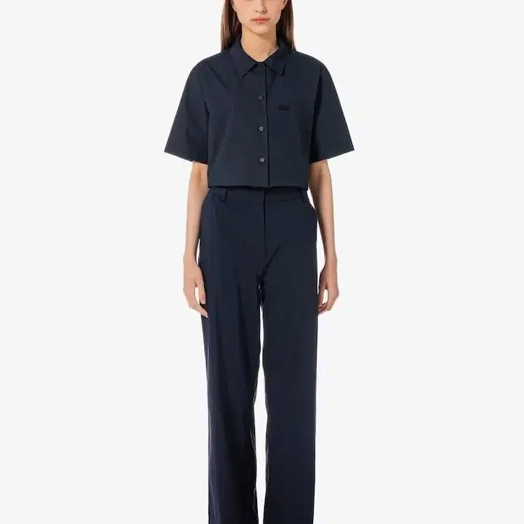 [BUNJANG] Lacoste Women's Summer Tuck Pants (Size 34, Navy) / (중고) 라코스테 여성 썸머 턱 팬츠 34