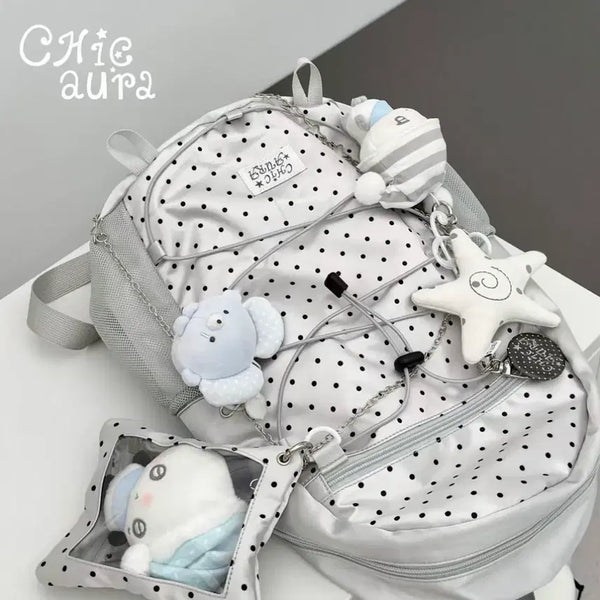 [BUNJANG] ChikaRura Polka Dot Silver Backpack / 치카우라 땡땡이 실버 백팩