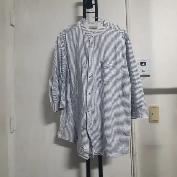 [BUNJANG] Project M Men's Linen 7-Button Sleeve Shirt / 프로젝트엠 남자 여름 린넨 7부셔츠 2XL 110 헨리넥