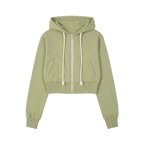 [BUNJANG] KIJUN String Crop Hood Zip-Up (Green) / 기준 후드 집업