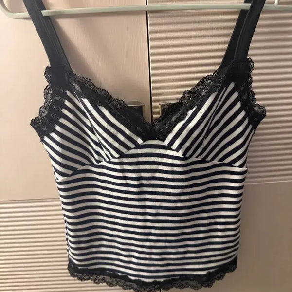 [BUNJANG] Pleases No Follow Yvonne Stripe Sleeveless Top Navy / 플리즈노팔로우 Yvonne Stripe Sleeveless Top 스트라이프 나시 슬리브리스