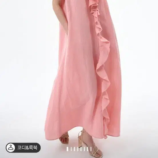 [BUNJANG] Lanvin Collection Linen Blend Ruffle Sleeveless Long Dress - Coral / 랑방 컬렉션 린넨 블렌드 러플 슬리브리스 롱 드레스 코랄