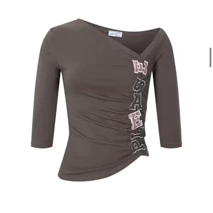[BUNJANG] Please Follow Julie Unbalanced Patch Top Khaki / 플리즈노팔로우 줄리 언발 패치탑 Julie Unbal Patch Top 카키