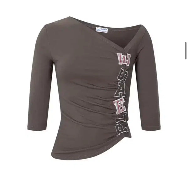[BUNJANG] Please Follow Julie Unbalanced Patch Top Khaki / 플리즈노팔로우 줄리 언발 패치탑 Julie Unbal Patch Top 카키