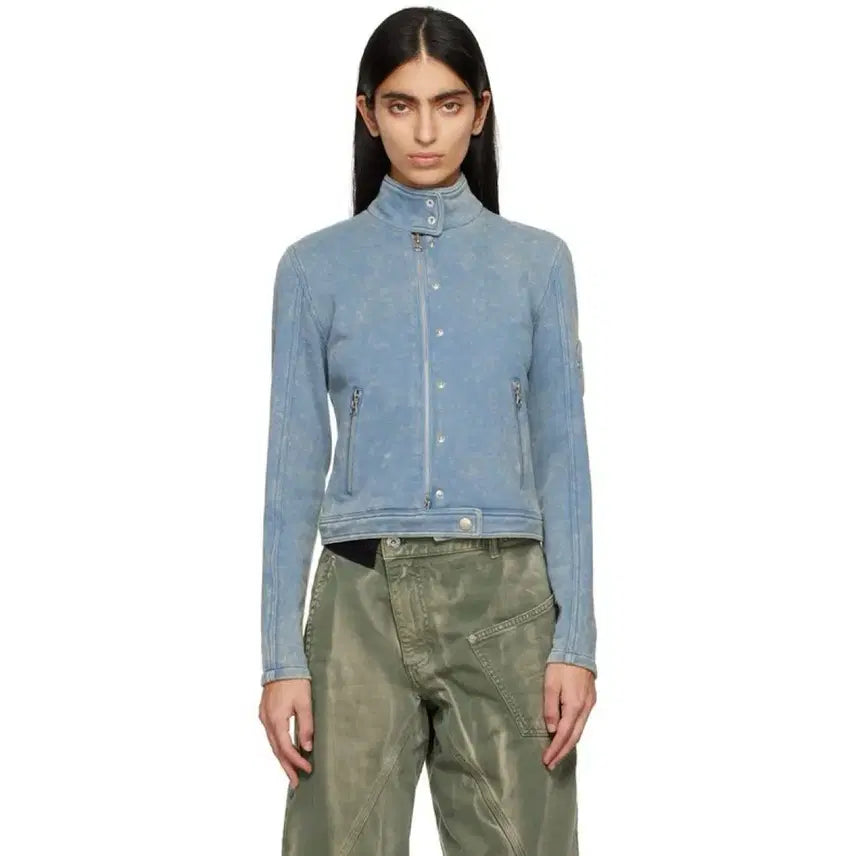 [BUNJANG] Openyy Blue Fading Washing Bike Jacket / Openyy 블루 페이딩 워싱 바이크자켓