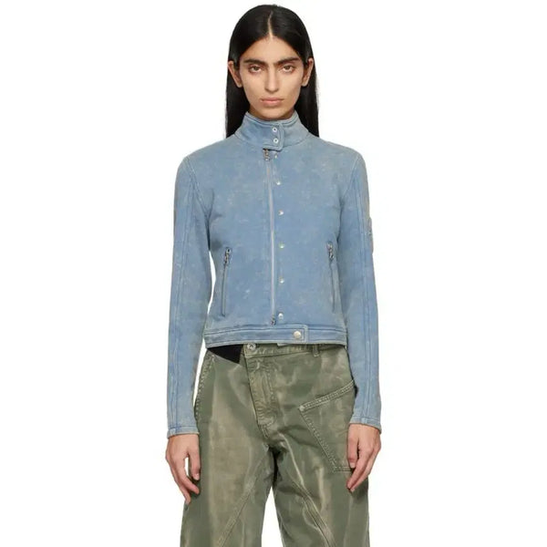 [BUNJANG] Openyy Blue Fading Washing Bike Jacket / Openyy 블루 페이딩 워싱 바이크자켓