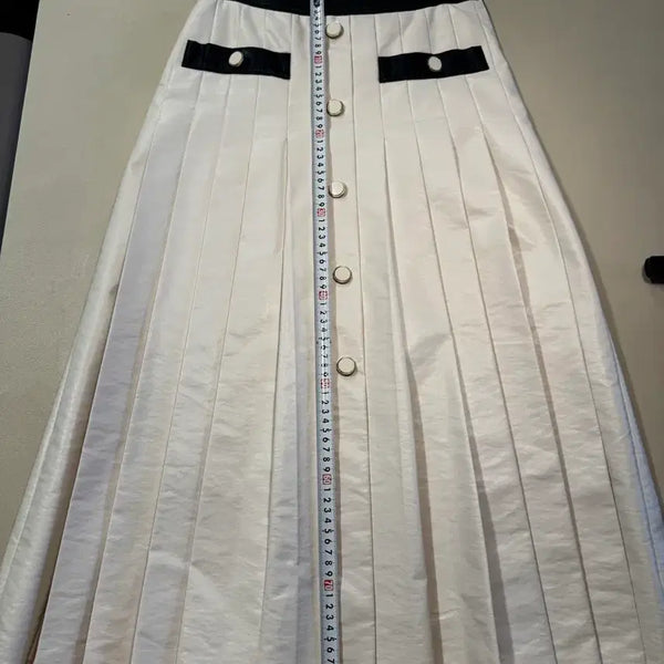 [BUNJANG] Jill Stuart Ivory Pleated Leather Skirt M / 질스튜어트 아이보리 플리츠 레더 스커트 M