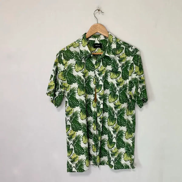 [BUNJANG] Marmot Linen Blend Hawaiian Pattern Short Sleeve Shirt / Marmot 린넨 혼방 하와이안 패턴 빈티지 여름 반팔 셔츠 100