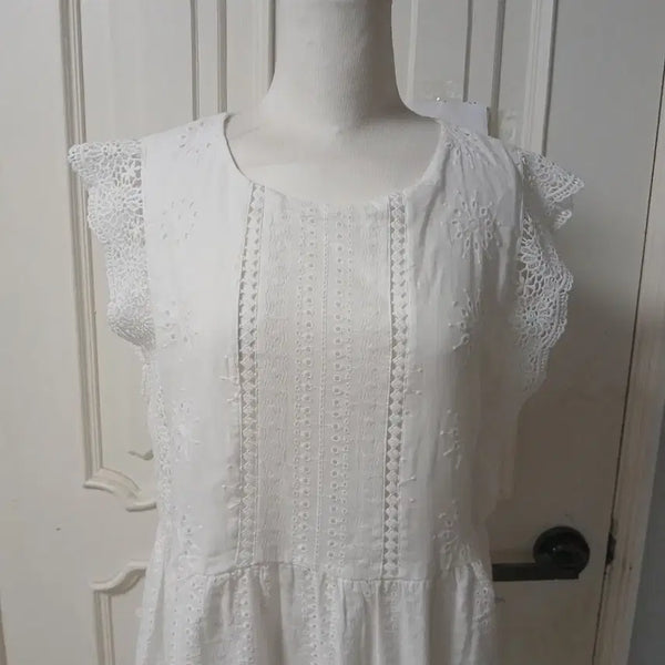 [BUNJANG] Plastic Island White Embroidered Dress / 플라스틱 아일랜드 화이트 자수 원피스  새옷