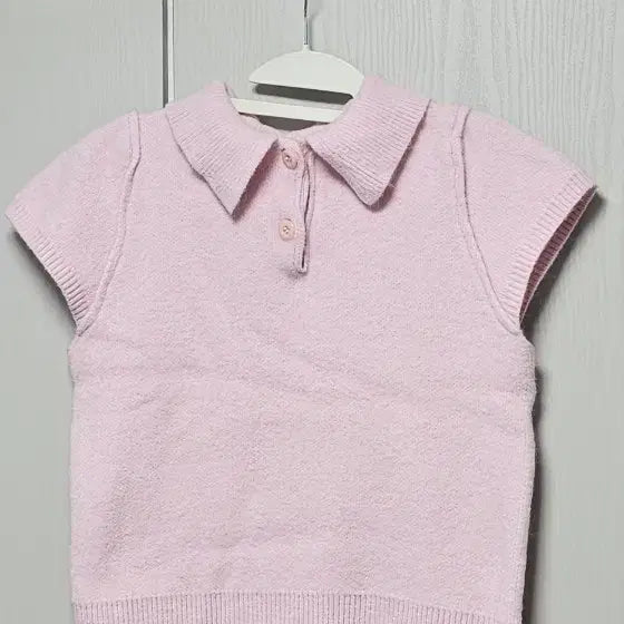 [BUNJANG] Pink Knit Collar Sleeveless Top / 니트 카라 민소매 핑크