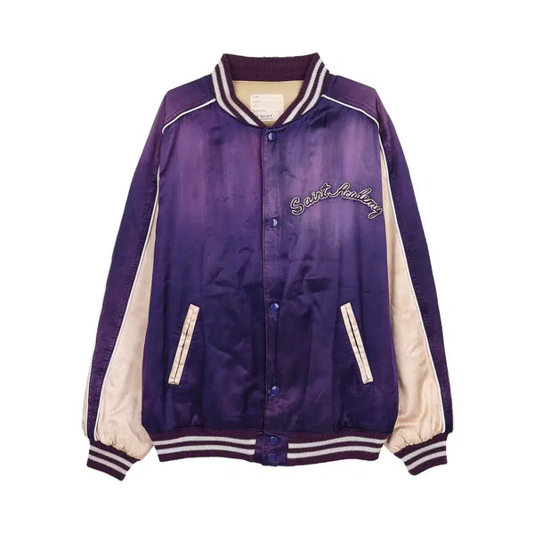 [BUNJANG] Saint Michael x Shermer Academy Sukajan Stadium Jacket Purple Pink / [M] 세인트 미카엘 x 셔머 아카데미 스카잔 스타디움 자켓 퍼플 핑크