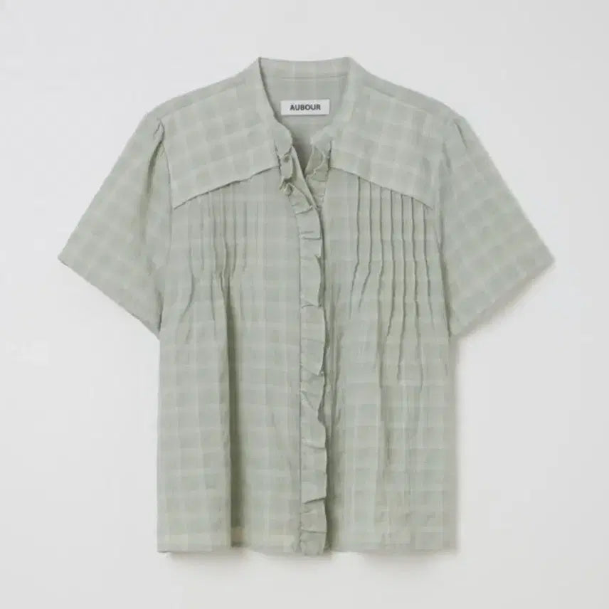 [BUNJANG] Auhhour Lace Cap Blouse (Mint Check) / 아우브아워 블라우스 lace cap blouse(mint check)