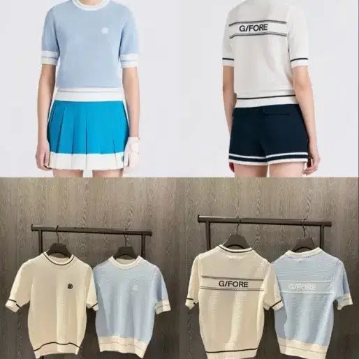 [BUNJANG] G/FORE Women's Mesh Round Neck Short Sleeve Knit Top / 지포어여성매쉬라운드