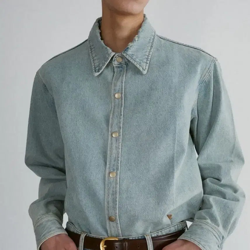 [BUNJANG] RECTO Light Blue Denim Shirt M / 렉토 RECTO 데님 셔츠 라이트 블루 M사이즈