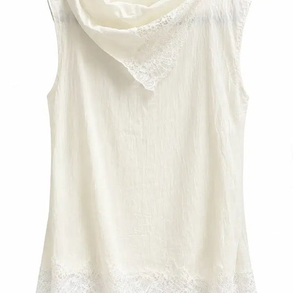 [BUNJANG] Massimo Dutti Ivory Lace Sleeveless Long Blouse / 마시모두띠 아이보리 레이스 민소매 롱 블라우스