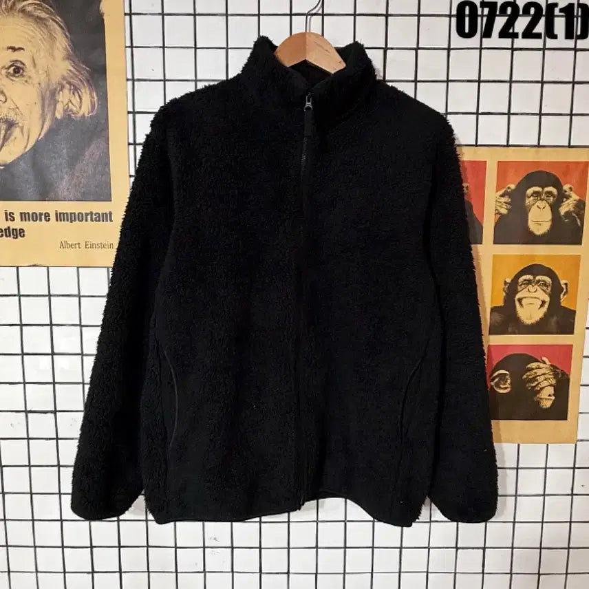 [BUNJANG] Uniqlo Fluffy Fleece Full-Zip Jacket Black L / 유니클로 플러피 후리스 풀집업 블랙 L