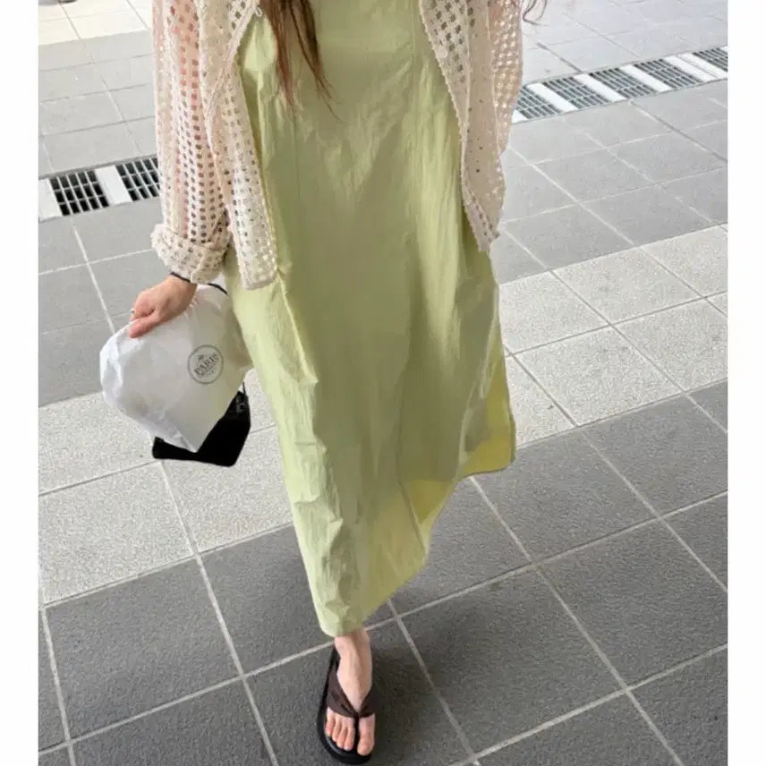[BUNJANG] Atelier Love Song Ribbon Dress Lime Green / 아뜰리에러브송 리본원피스 라임그린