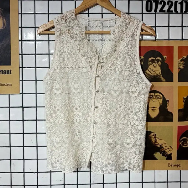 [BUNJANG] Lace Vest Ivory XS / 레이스 조끼 아이보리 XS