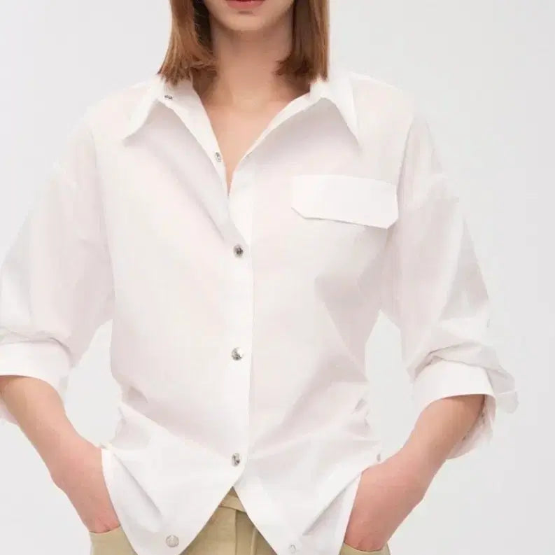 [BUNJANG] T* Buckle Strap Stretch Shirt / 타* 버클 스트랩 스트레치 셔츠