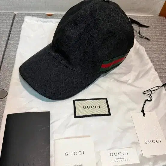 [BUNJANG] Gucci GG Web Stripe Baseball Cap Black L 59 / 정품 구찌 GG 웹 스트라이프 볼캡 블랙 L 59 한글택,구성품